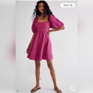 Free People Lily Violet Mini Dress in‎ Plum/Prune.